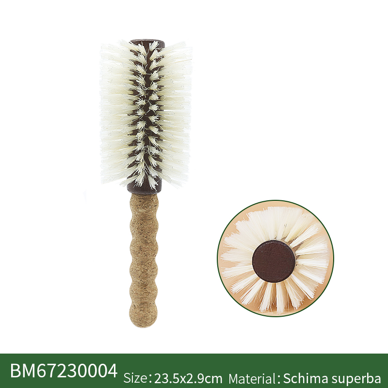 1PC Women Boar Bristle Round Hair Brush Cork handle Barrel Curling Styling Comb Anti-Static Wood Handle Hairdressing Tool: MULTI