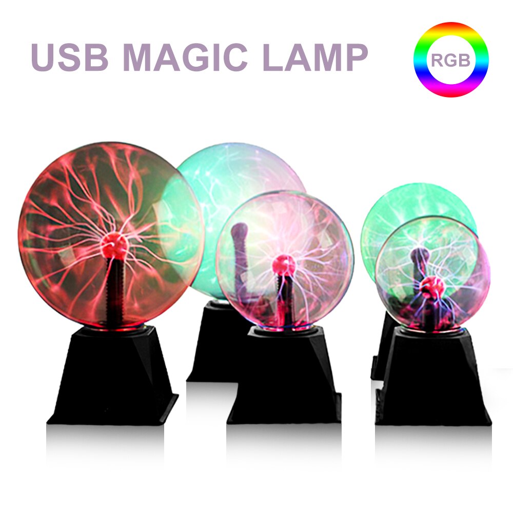 Luz mágica de bola de Plasma de 4/5/6/8 pulgadas, esfera de cristal, luces de mesa, lámpara eléctrica de Plasma de cristal, decoración de