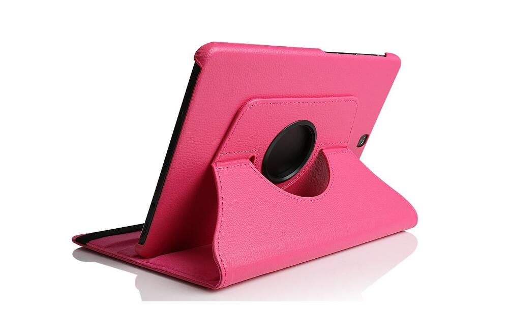 For Samsung Tab S2 9.7 Case Cover for Galaxy Tab S2 9.7 T810 T815 SM-T813 SM-T819 Funda 360 Degree Rotating Leather Smart Coque: Rose Red