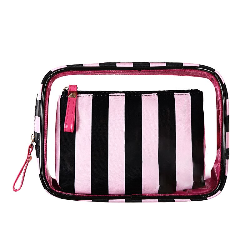 Pvc Transparante Make-Up Tas Travel Organizer Cosmetische Tas Roze Tas Mode Vrouwen Tas Waterdichte Tas Drie Zakken