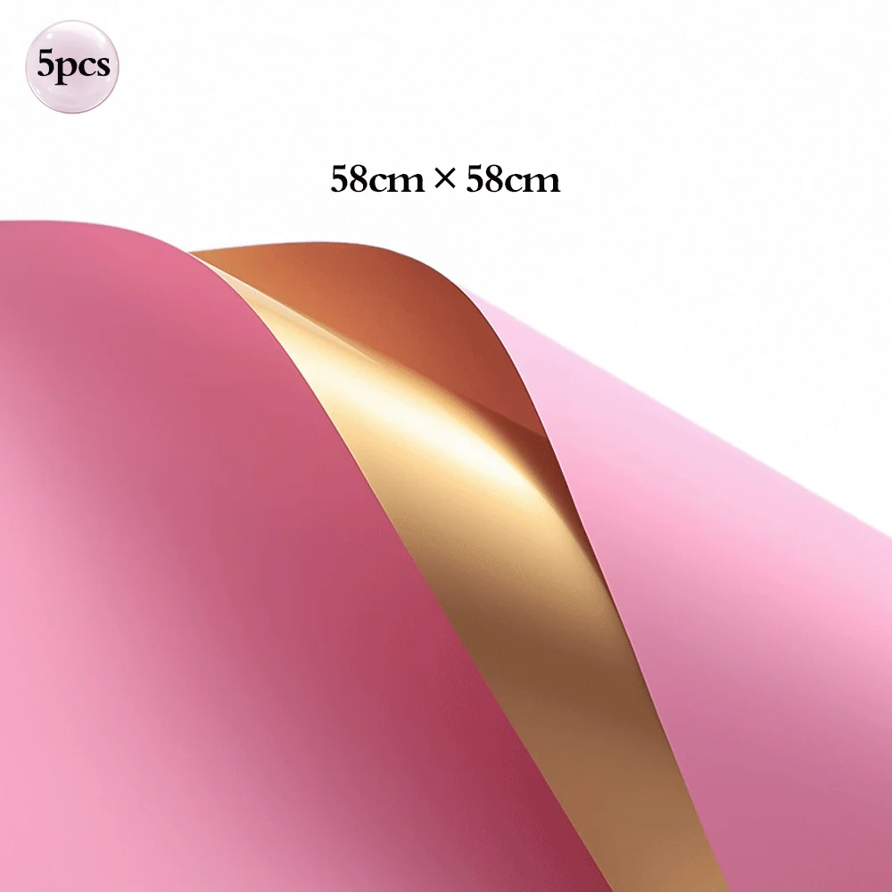 5pcs Bouquet Flower Wrapping Papers Golden Edge Ribbons Korean Paper for Valentine's Day Wedding Birthday Packing Decors: Silver