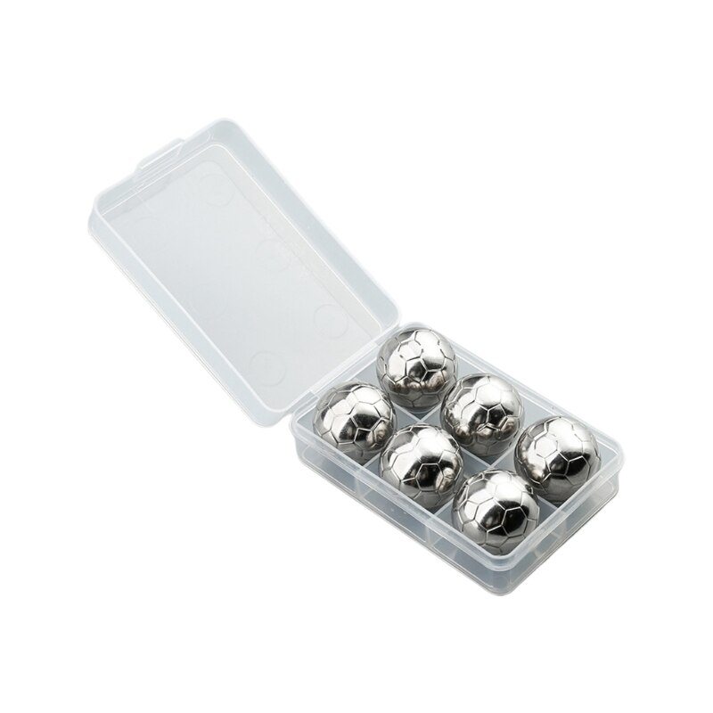 Round Sphere Soccer Ball Ice Cube Molds Stainless Steel Ice Cubes Reusable Bar Whiskey Beverage Cooler Chilling Stone Drinking: B