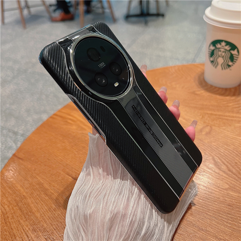 Para Funda Huawei Honor Magic 6 Pro Magic 6 5 3 4 7 pro Funda de teléfono Funda de cuero con textura de fibra de lujo a prueba de golpes: ABS / Negro