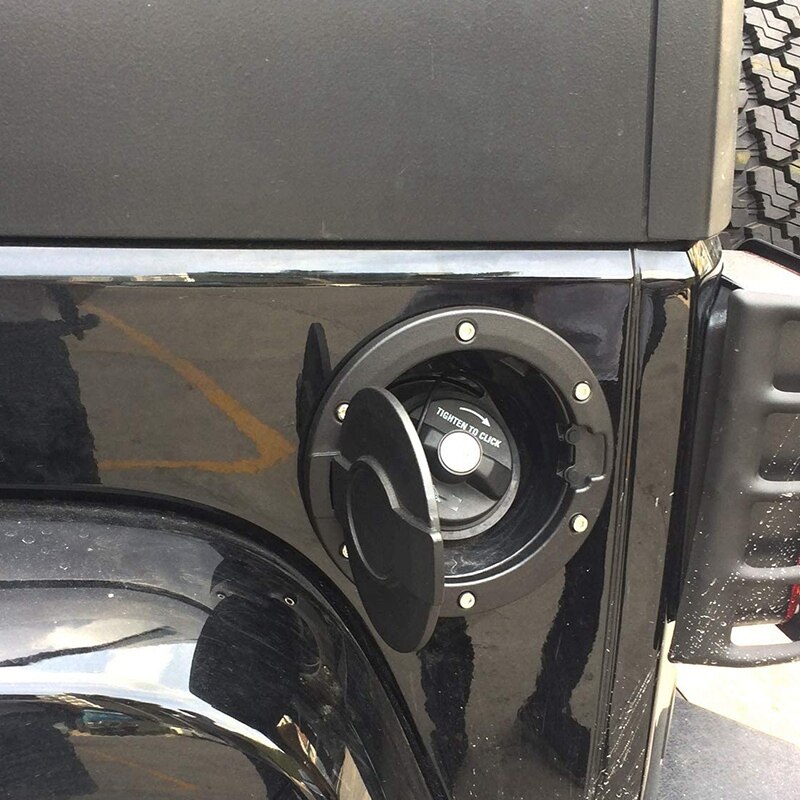 Gas Cap Cover Black Fuel Door Tank Cover for Jeep Wrangler JK & Unlimited JK Sahara Rubicon Sport 2007