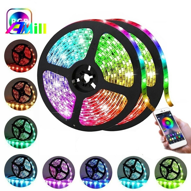 Led strips lampor bluetooth luces led rgb 5050 smd 2835 flexibel vattentät tejp diod 5m 10m dc 12v fjärrkontroll+adapter