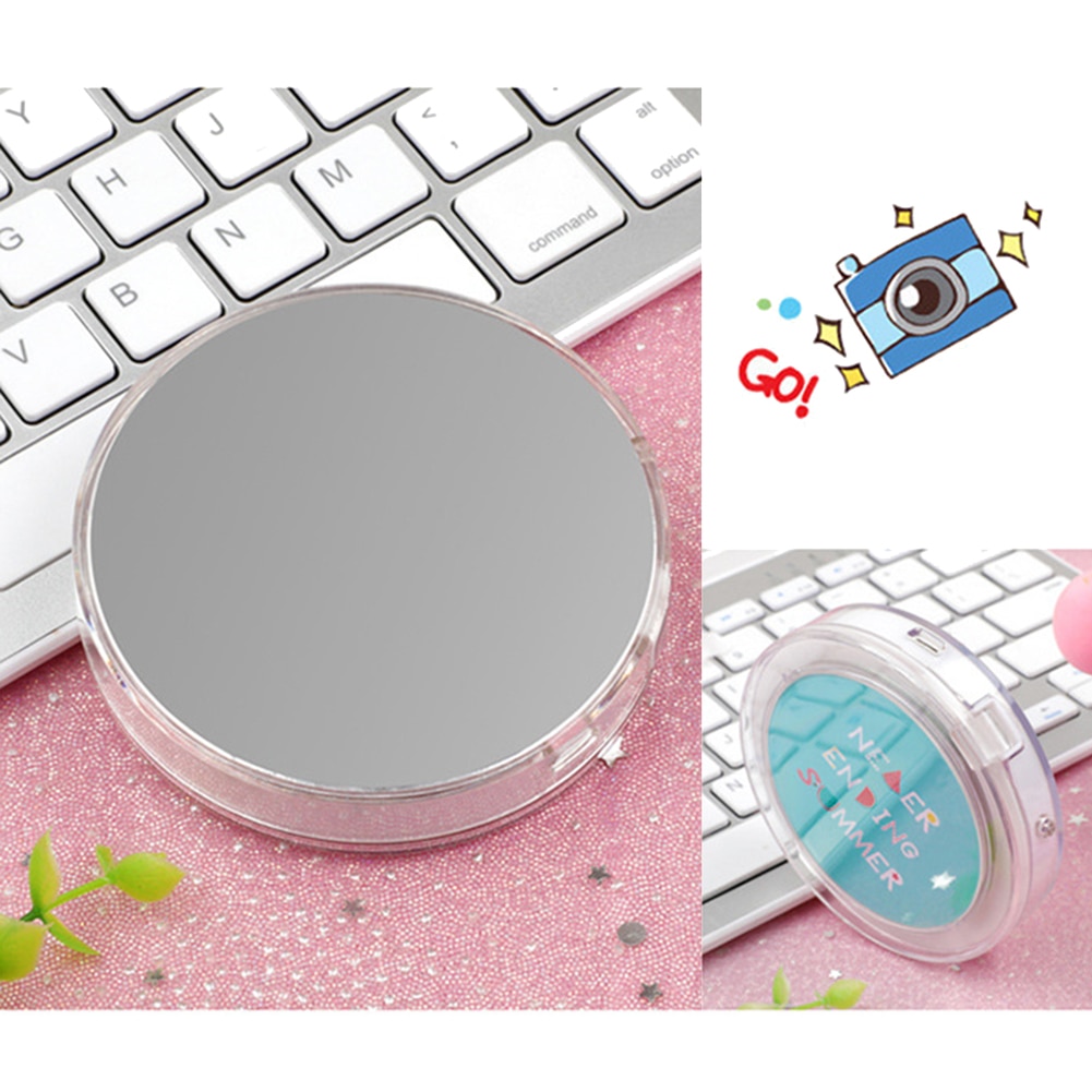 Led mini makeup spejl håndholdt fold lille bærbart mikro usb tilslutningskabel ladebart kosmetisk spejl makeup værktøj