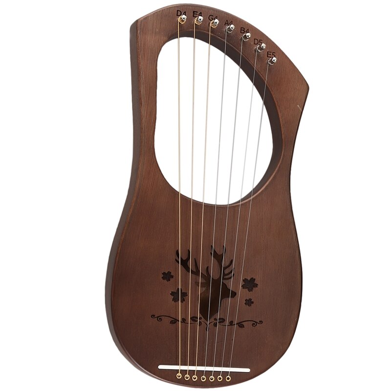 7-String Lyre Harp Strings Solid Mahogany Wood String Instrument with Carry Bag Tuning Tool