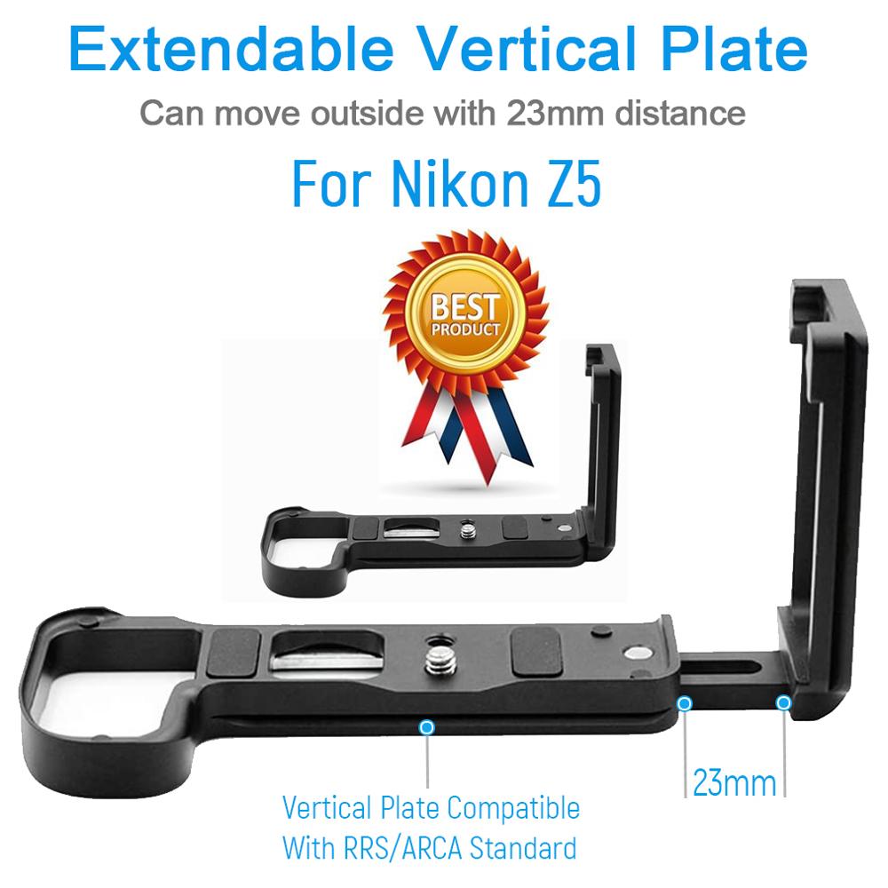 Soporte de placa L de liberación rápida agarre de mano para Nikon Z5