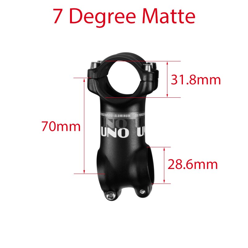 Bike Stem UNO 7degree Stem 31.8mm mtb Stem Ultralight Aluminum Stem 60/70/80/90/100/110/120/130mm Bike Accessories Bike Parts: 31.8x70mm 7 stem