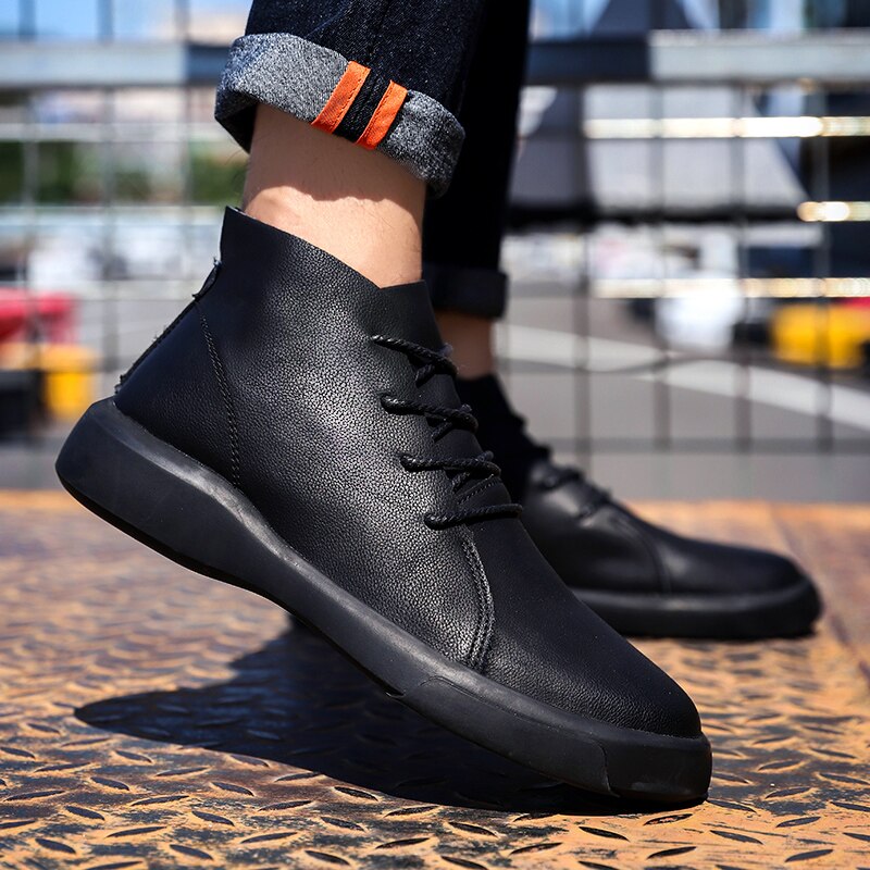 Männer Stiefel Männer Weiche Leder Stiefeletten Britischen Stil herren Stiefel Große Größe 47 Winter Warme Stiefel