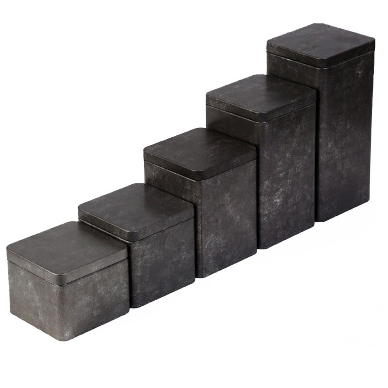 Caja de lata vacía, tarros de Metal, caja de hierro para té, galletas, contenedor de dulces, organizador cuadrado de Chocolate