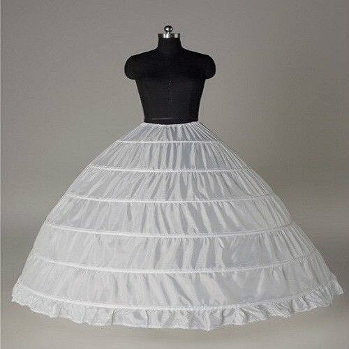 Enaguas blancas baratas de 6 aros para vestido de novia, accesorios de boda baratos: Blanco