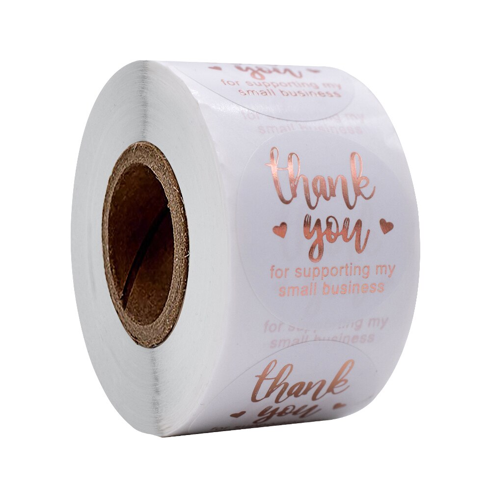 Roségouden folie bedanksticker 1 inch wit papier 500 stuks/rol ter ondersteuning van mijn bedrijf decoratie sluitlabels