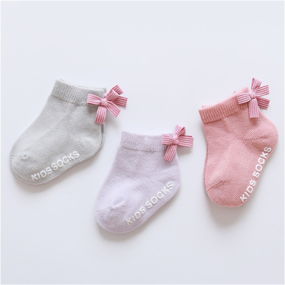 3 Paar Baby Meisje Sokken Gebreide Sokken Baby Antislip Zachte Katoenen Ademende Sokken Lente Zomer Herfst Baby Baby Kleding: bow