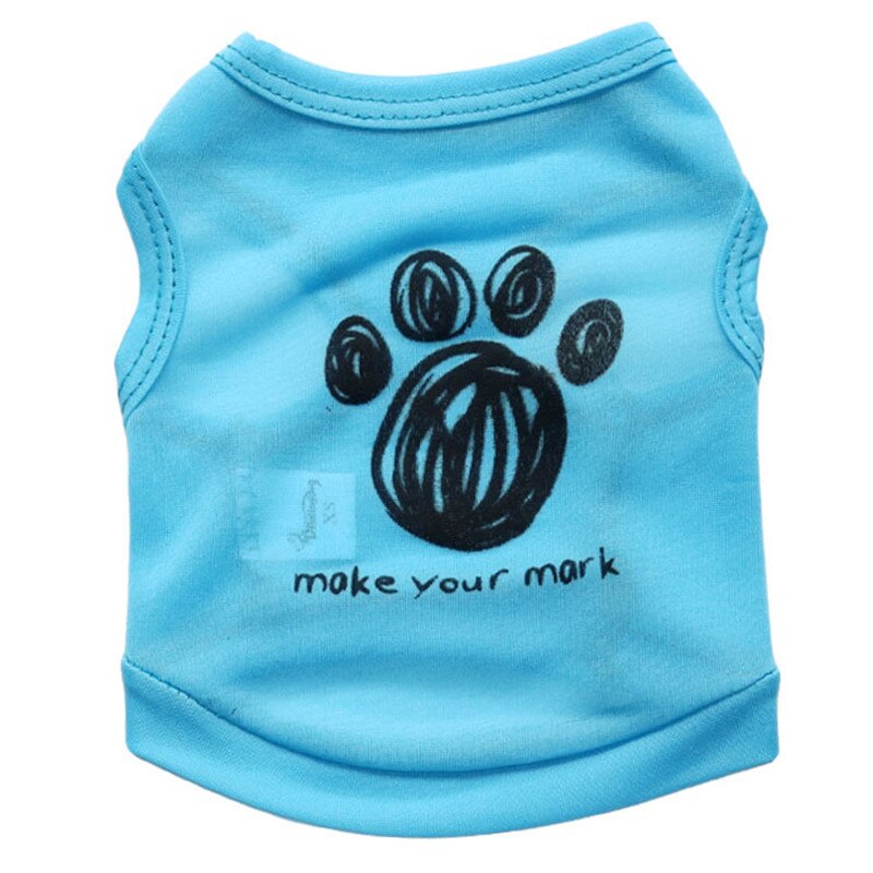 Lente/Zomer Hond Kleding Voor Kleine Honden Katten Gedrukt Puppy Pet Kat Vest Klassieke Hond T-shirt Shirts Chihuahua pug Kleding: Blue / S