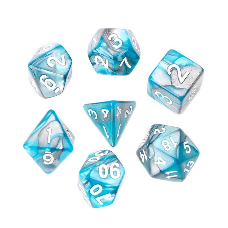 7 dés polyédriques en acrylique, pour jeu de société TRPG H4GF: Sky Blue