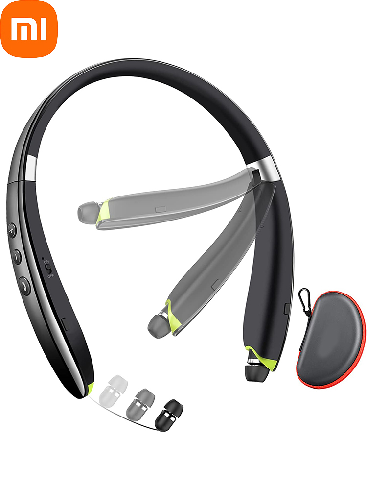 Xiaomi SX-991 Wireless Bluetooth Headset Neckband Foldable Headphones Retractable Earbuds Noise Cancelling Hifi Stereo Earphones: Red