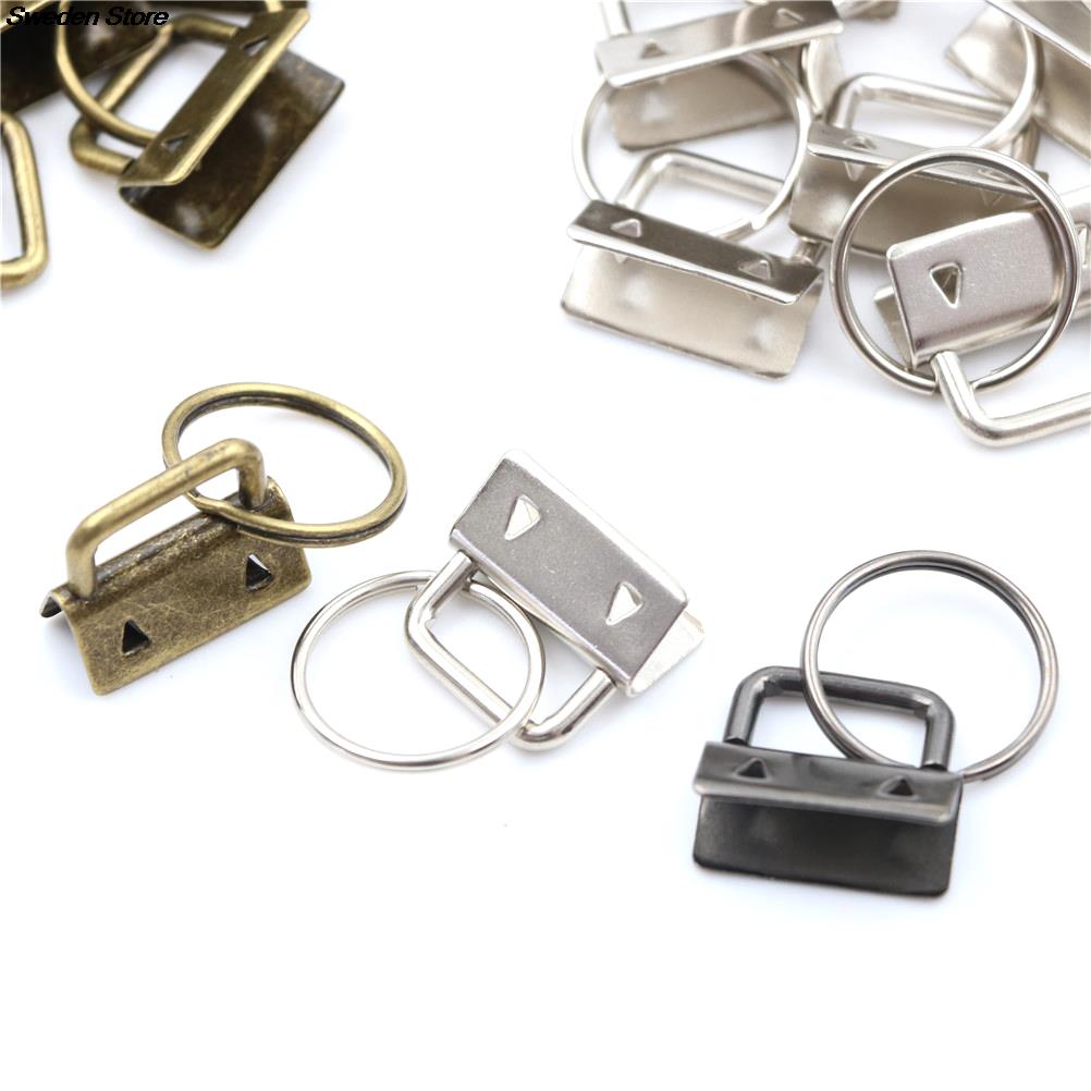 10Pcs Key Fob 25mm Keychain Split Ring For Wrist Wristlets Cotton Tail Clip Hardware Accessories
