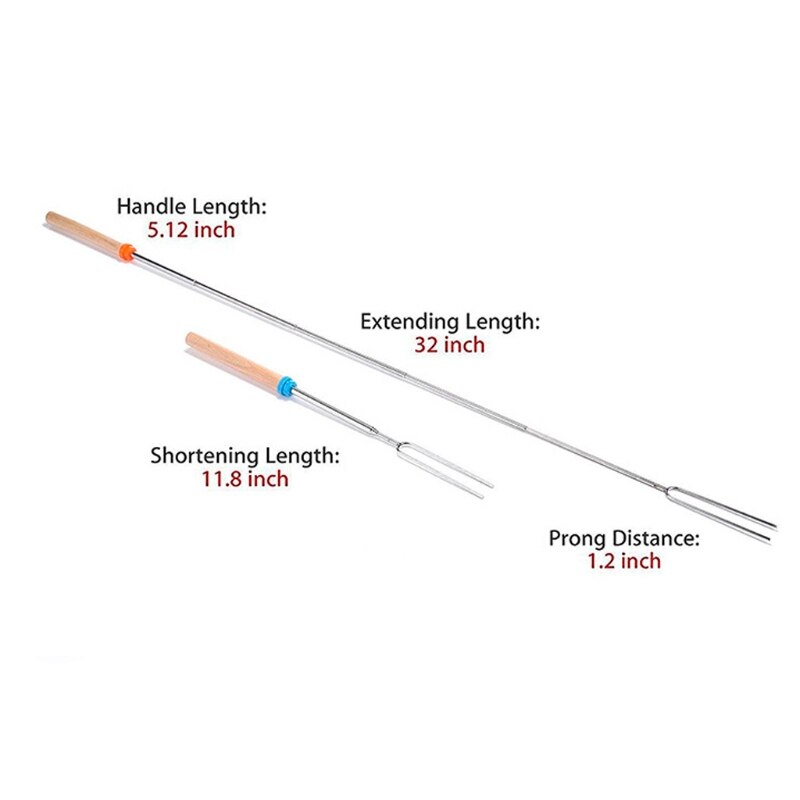Stainless Steel BBQ Marshmallow Roasting Sticks Extending Roaster Telescoping