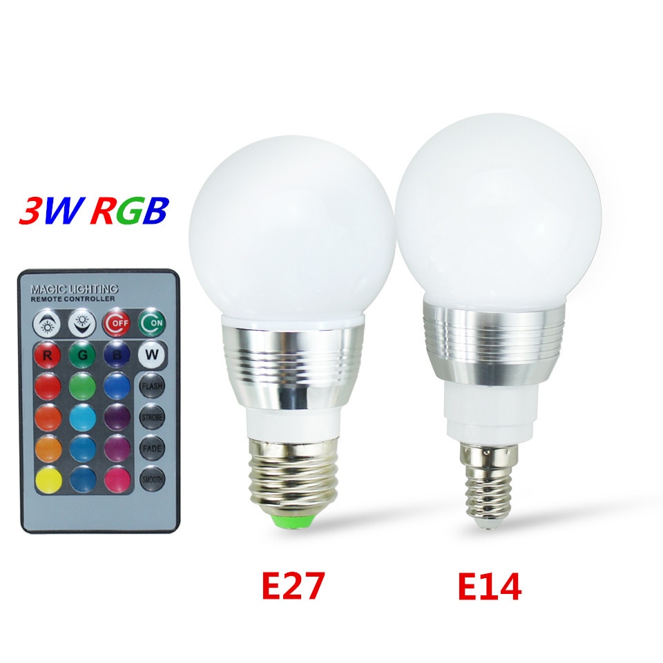 E27 E14 LED Lamp RGB Lamp AC85-265V 3 W 5 W 10 W 15 W RGBW RGBWW Dimbare RGB LED spot Gloeilamp 16 Kleuren met IR Afstandsbediening