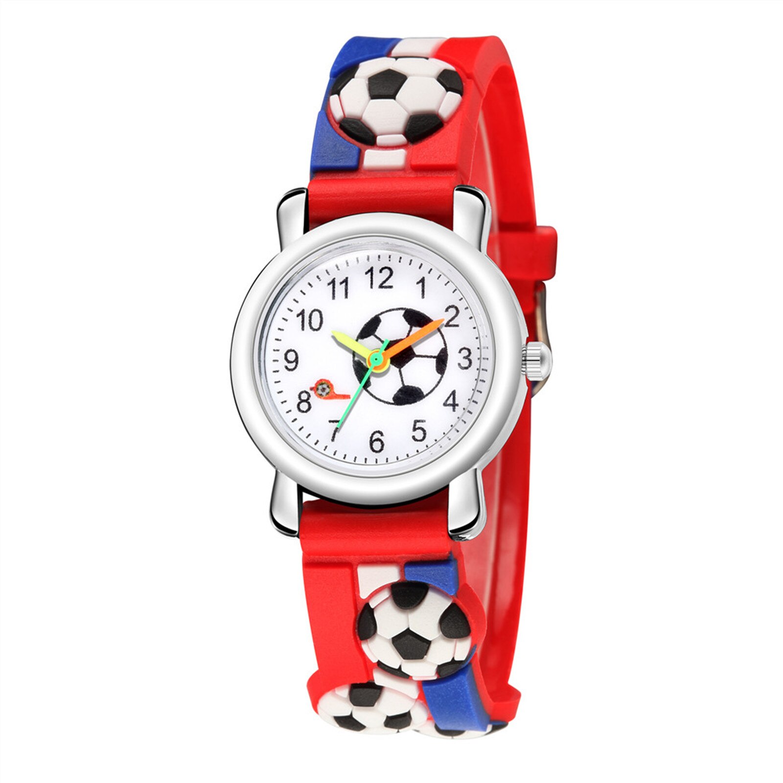 Whistle Football Dial Children Watch Students Time Clock Digital Kids Watches Girls Boys Child Quartz Wristwatch: Red