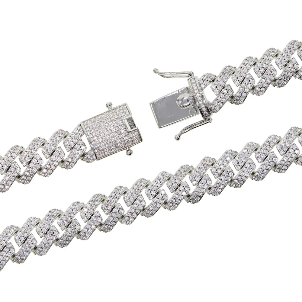 12mm bredde klar cubic zirconia cz miami cubansk kæde anklet til kvinder mænd iset ud hiphop punk sølv farve smykker
