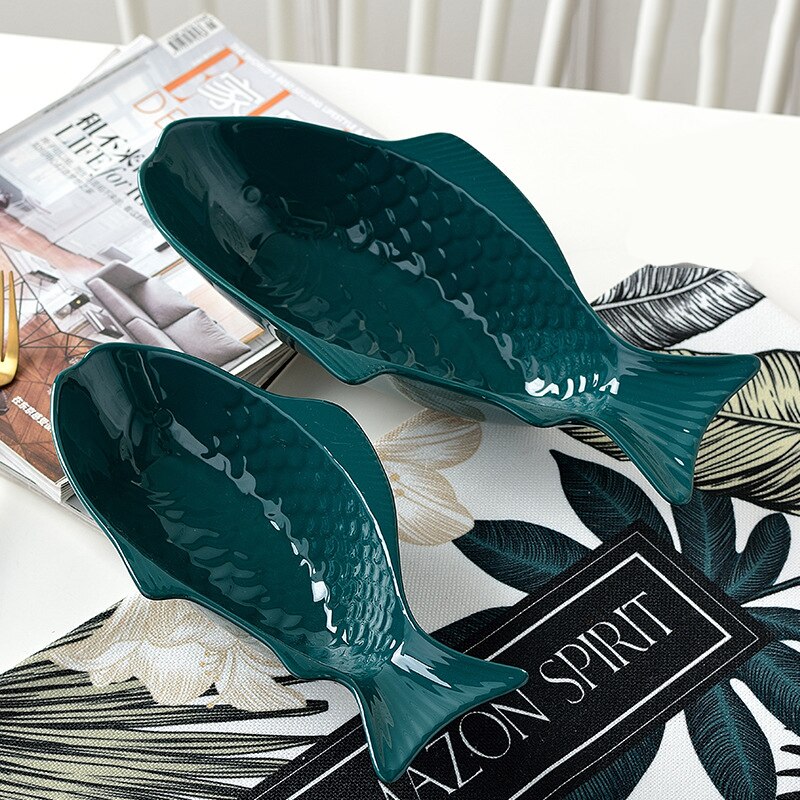 Nuovo Disegno di Ceramica con Bordo in Oro Verde Scuro Frutta Ciotola Piatto Piatto Piatto di Pesce Ciotola di Fondo casa Creativo Ristorante di Famiglia