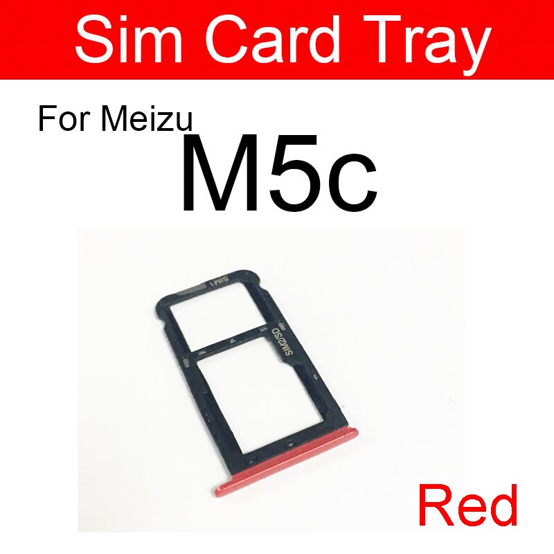 Soporte de la bandeja de la tarjeta SIM para Meizu Meilan encanto azul M5 M5c M5s M611A M611H adaptador de la ranura de la tarjeta Micro Sim piezas de reparación: Red for Meizu M5c