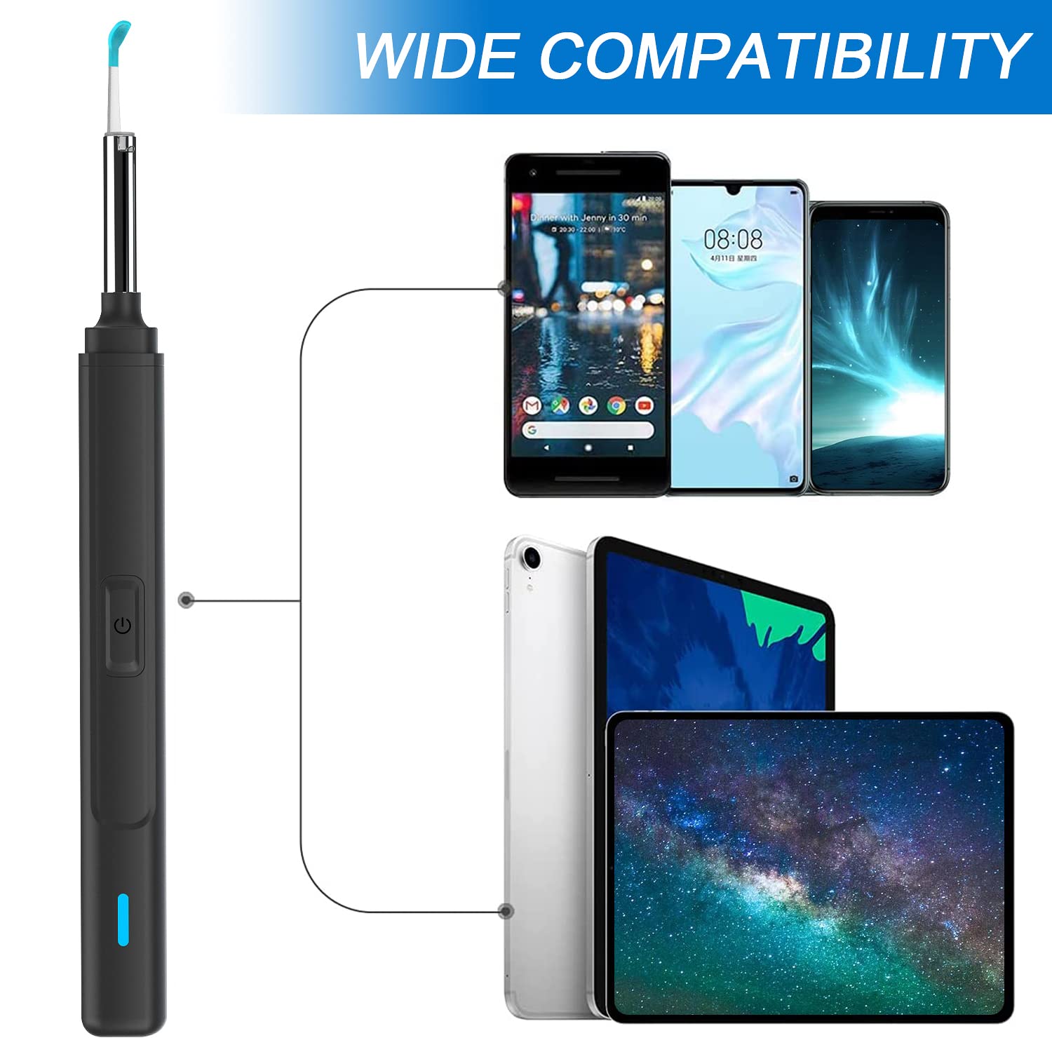 Oor Wax Visuele Oor Plukken Cleaner Met 1080P Hd Camera Oor Camera Otoscoop Met Licht, oor Wax Verwijderen Kit Iphone Ipad Android