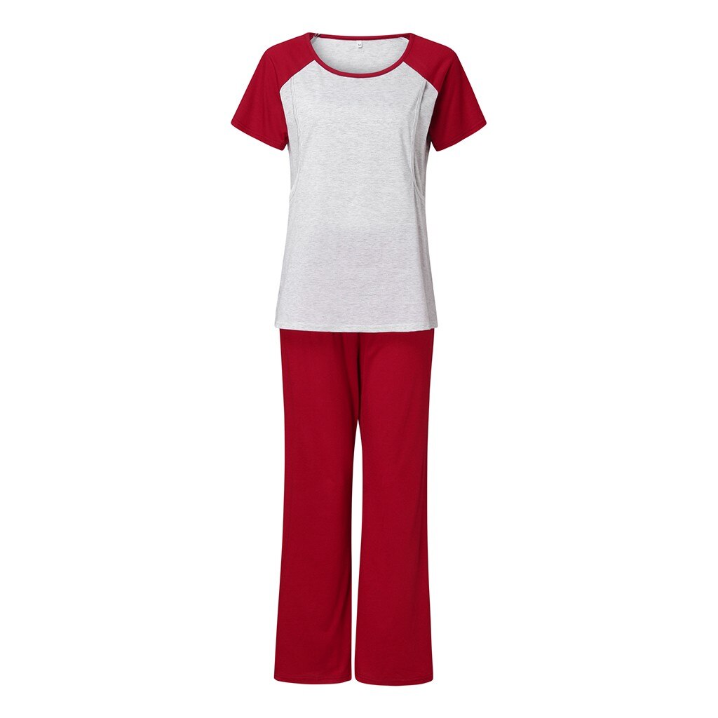 Amme pyjamas sæt kvinder natkjole til fodring toppe & bukser nattøj pyjamas dæmpning graviditetstøj til gravide 12nd. maj