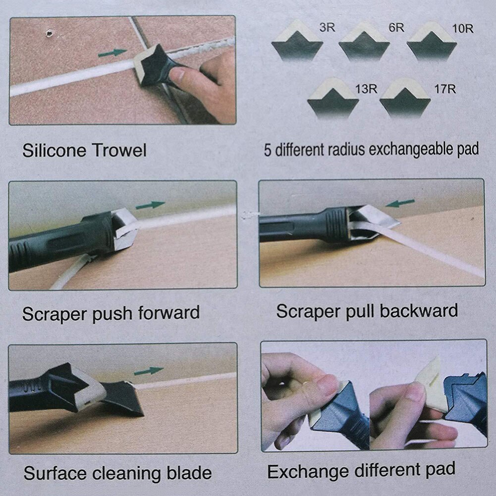 Sealant Remover Tool Kit Scraper Caulking Mould Removal 3 in 1 Portable for Home EDNU888