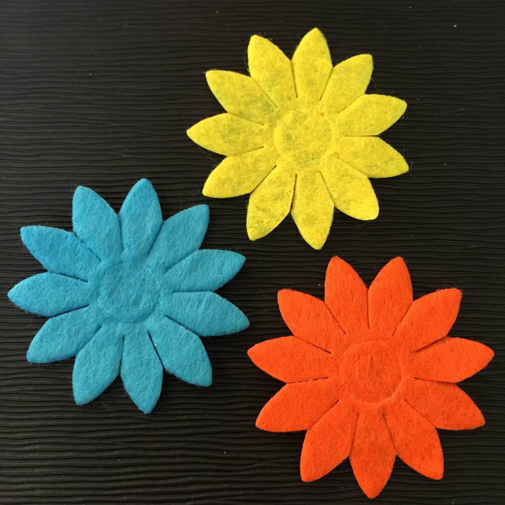 50 stk mix 40mm polstret filt forårsblomst applikationer håndværk bryllup gør diy håndværk forsyninger  a73a