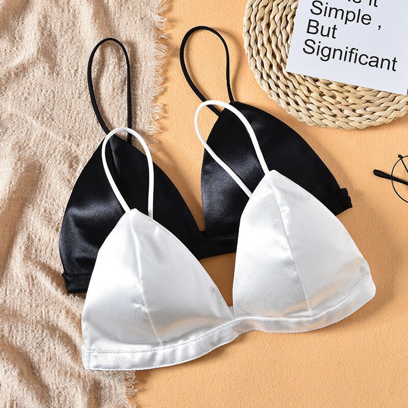 Beautiful Back Satin with Breast Pad Women&#39;s Anti Light Short Underwear Sexy Suspender Simple Solid Color Bottom Wrap Chest