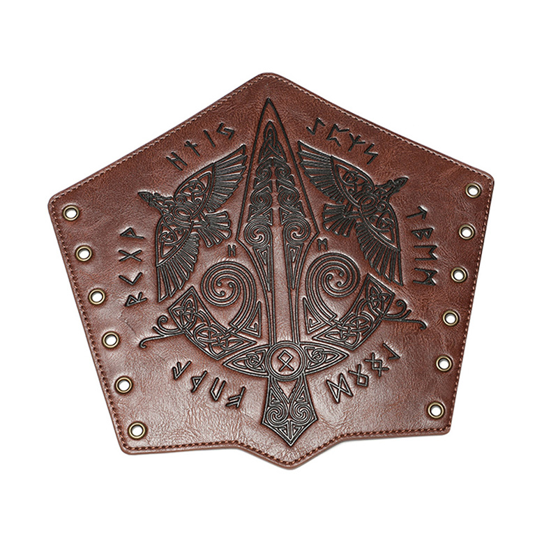 1 piece medieval pu leather arm guard gloves, medieval arm guards, punk arm guards, wrist guards for halloween, warriors, knights, cosplay: Black