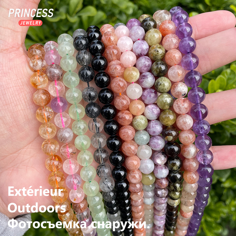 Natural Stone Beads 6/8/10mm Labradorite Citrine Amethyst Garnet Beads for Jewelry Making DIY Bracelet Necklace