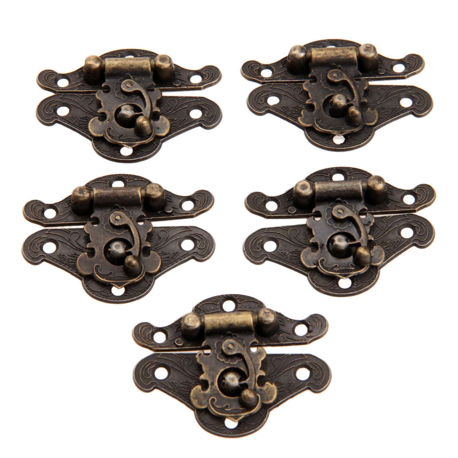 5Pcs Iron Antique Bronze Box Latch For Wine Box Box Wooden Box Decorative Hinges For Home Retro Hardware Durable