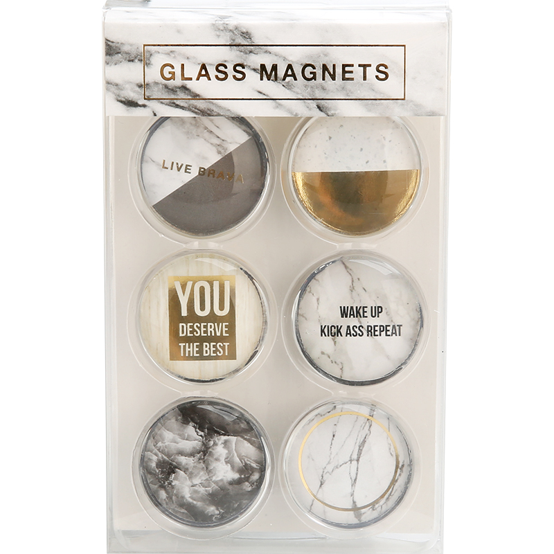 Marmor magnetisk klistermærke køleskab glas magnet klistermærke gennemsigtige magneter