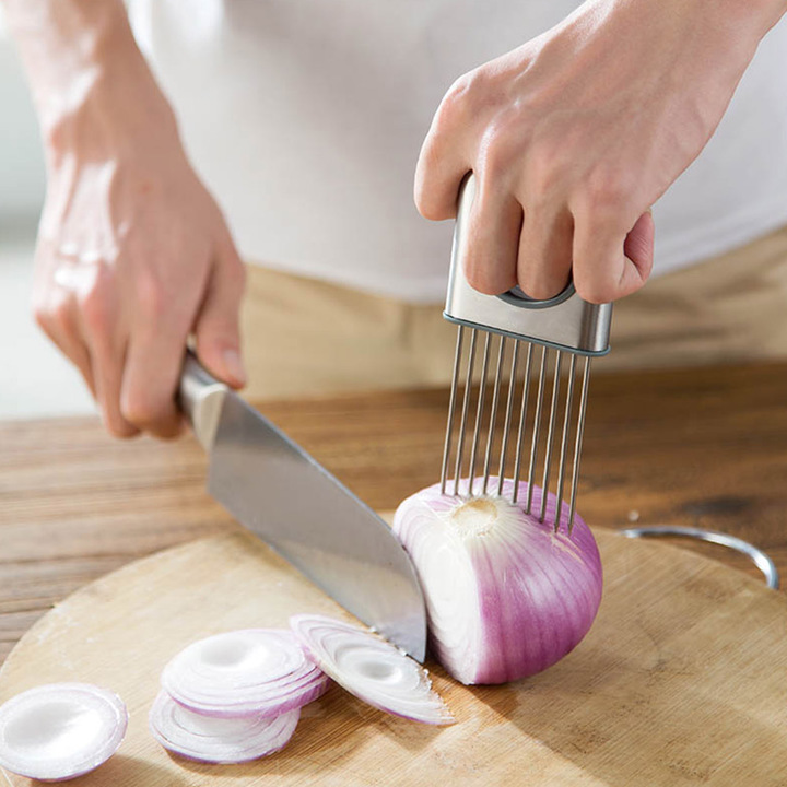 Lökhållare skivare grönsaksverktyg tomatskärare kött hamstringsgaffel rostfritt stål