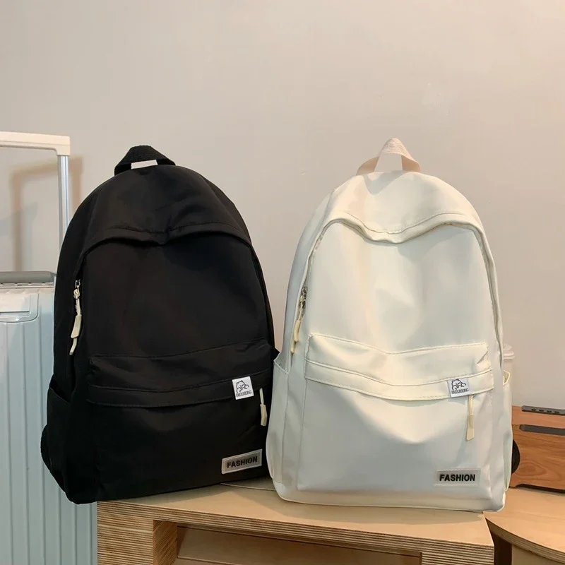 Bolsa de ombro grande capacidade à prova dwaterproof água faculdade viagem mochila feminina cor pura simples meninas mochila portátil
