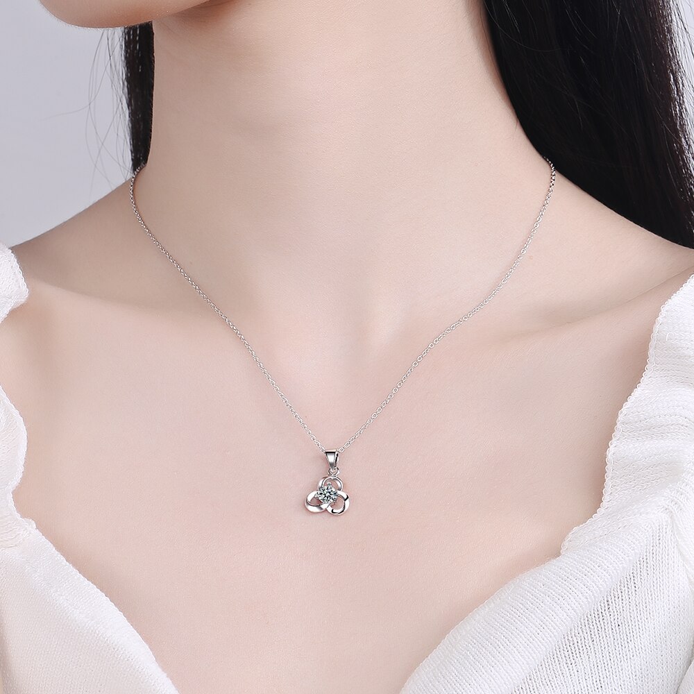 NEHZY S925 Stamp Woman Jewelry Cubic Zirconia Flower Pendant Necklace Length 40+3.5CM