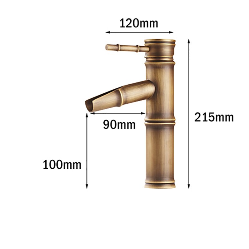 Antieke Bamboe Badkamer Kraan Antieke bronzen afwerking Messing Basin Wastafel Kraan Enkele Handgreep Bamboe Water Tap douche tap
