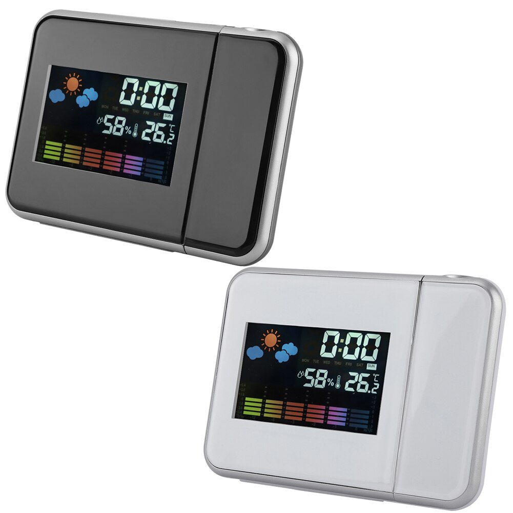 Projection Digital Snooze Alarm Clock Color Weather Display LED Backlight Clock