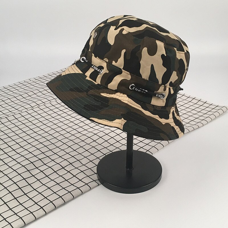 Fisherman Hat Female Spring and Summer Sun Protection UV Bucket Hat Wild Face-lift Drawstring Sun Hat Outside Sport Bucket Hat: Camo 4