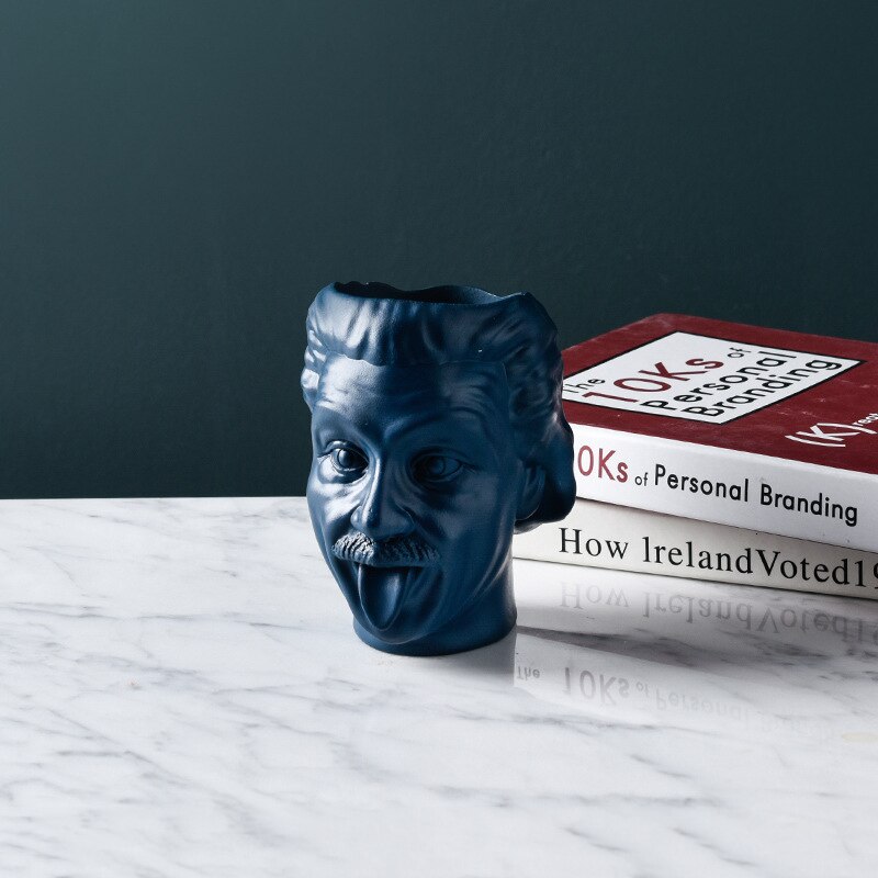 Art visage humain Vase tête humaine Vase Portrait Pot de fleur porte-stylo réservoir de stockage Arrangement de fleurs scientifique Statue ornement: Dark blue