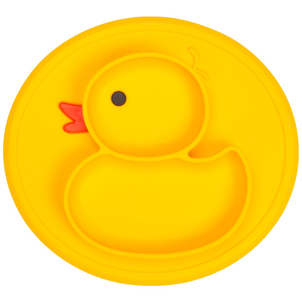 Qshare, 2 uds., platos para bebés, platos de pato, tapete de silicona, charola de succión, antideslizante, platos de comida para niños, platos de alimentación de frutas para bebés: 2PCS Yellow