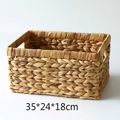 Storage Baskets Containers Desktop Natural water hyacinth Rectangular Storage Bins Organizer Box woven straw baskets mx909956: M