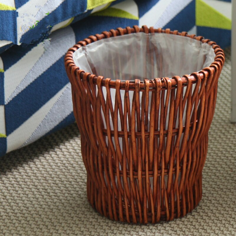 Rotan Prullenbak Wilg Huisvuilemmer Speelgoed Organizer Woonkamer Badkamer Prullenbak Home Decoratie: Brown