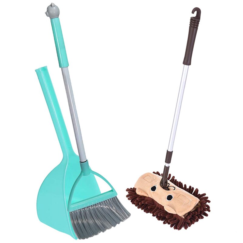 Set De Limpieza Infantil Con Escoba, Recogedor Y Fregona De Acero Inoxidable | 3 Piezas Tamaño Mini Realistas | Para Niños De 3 A 8 Años | Regalo Educativo