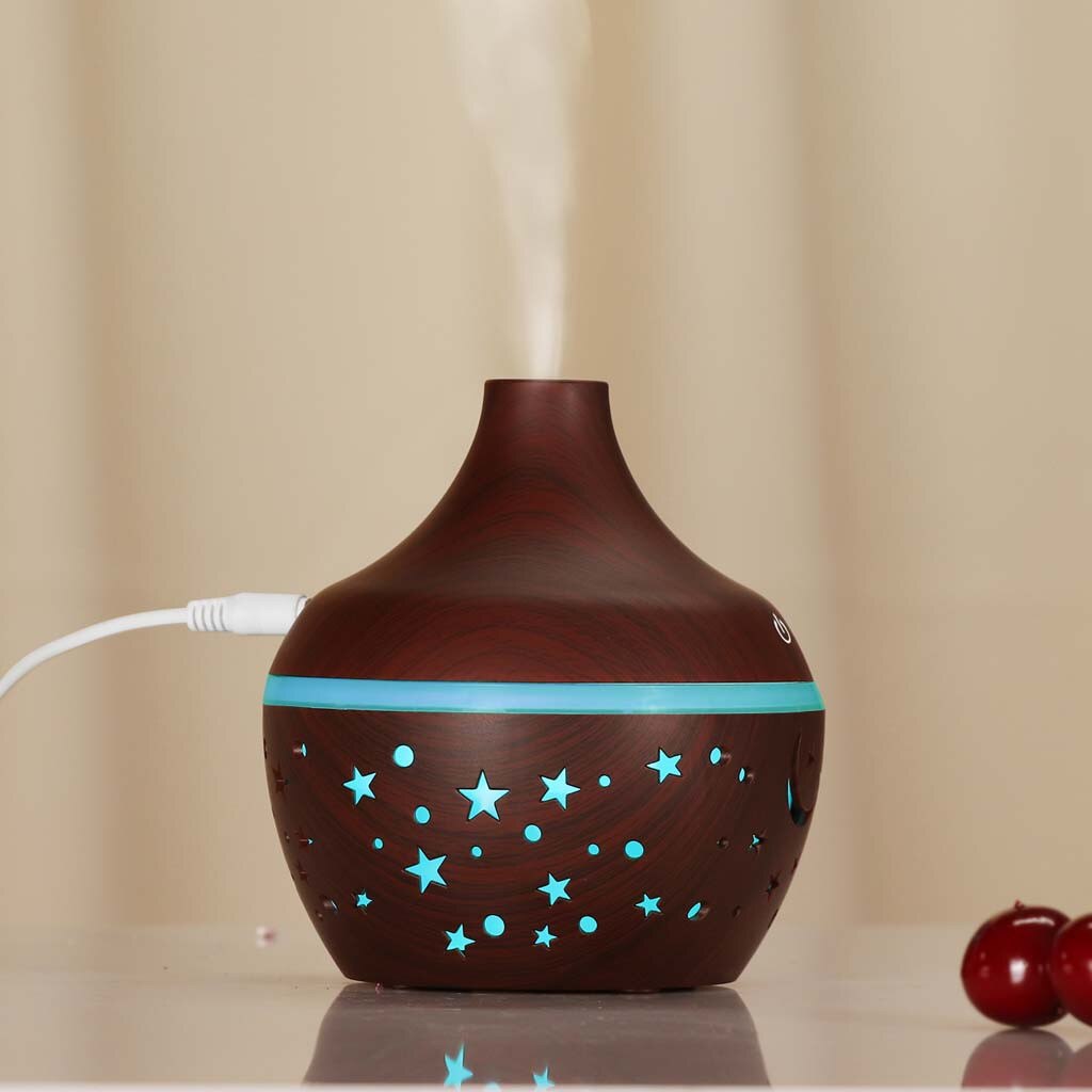 USB Humidifier Essential Oil Aromatherapy Wood Grain Ultrasonic Air Diffuser Humidifier 7 colors lights for home office Car