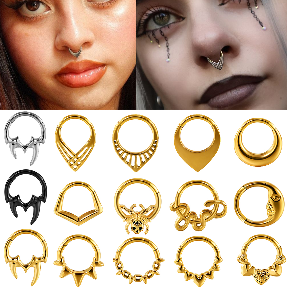1/3 stk. sæt måne vanddråbe slange septum piercing clicker blomst næseringe 16g segment brusk daith hoop øreringe smykker